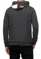 Sportlicher Kapuzen-Sweater für Herren mit großem Print und Schriftzug auf der Front Hoodie Pullover 19154 Anthrazit