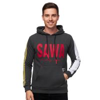 Sportlicher Kapuzen-Sweater für Herren mit großem Print und Schriftzug auf der Front Hoodie Pullover 19154 Anthrazit
