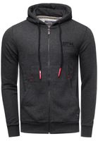 Felpa casual da uomo con tasca a marsupio, felpa con cappuccio, pullover con cappuccio, maglione 19155, antracite mélange