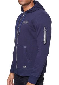 Sweat-shirt confortable pour homme avec poche élégante sur la manche, pull à capuche 19156 bleu marine