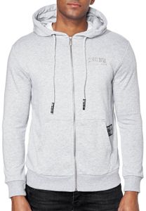 Moderner Hoodie für Herren mit Kängurutasche Sweat-Jacke mit dicken Kordeln Kapuzen-Pullover Sweatshirt Sweater 19157 Grau Melange