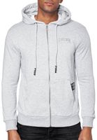 Moderner Hoodie für Herren mit Kängurutasche Sweat-Jacke mit dicken Kordeln Kapuzen-Pullover Sweatshirt Sweater 19157 Grau Melange