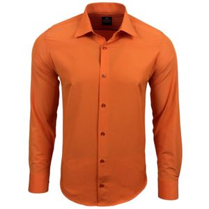 Schlichtes Langarm-Hemd für Herren Business-Hemd im Basic-Style Freizeit-Hemd 55 Orange