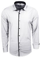 Stylisches Ausgeh-Hemd für Herren Langarm-Shirt mit kontrastfarbigen Detail an Knopfleiste Business-Hemd 70 Grau