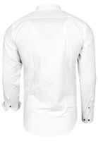 Stylisches Ausgeh-Hemd für Herren Langarm-Shirt mit kontrastfarbigen Detail an Knopfleiste Business-Hemd 70 Weiß