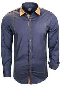 Modernes Langarm-Hemd für Herren mit kontrastfarbigen Nähten Business-Shirt Freizeit-Hemd 76 Anthrazit