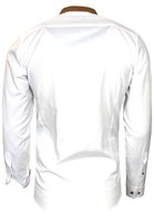 Modernes Langarm-Hemd für Herren mit kontrastfarbigen Nähten Business-Shirt Freizeit-Hemd 76 Weiß