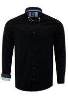 Trendiges Button-Down-Hemd für Herren Freizeit-Shirt Langarm-Hemd 80 Schwarz/Blau