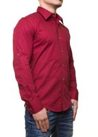 Klassisches Langarm-Hemd für Herren mit Kent-Kragen Business-Shirt Freizeit-Hemd 8255 Bordeaux