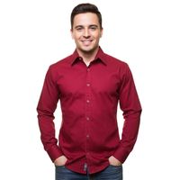 Klassisches Langarm-Hemd für Herren mit Kent-Kragen Business-Shirt Freizeit-Hemd 8255 Bordeaux