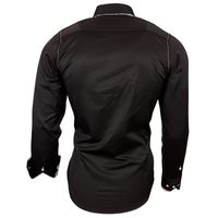 Chemise boutonnée tendance pour homme, chemise décontractée à manches longues 11013 Noire