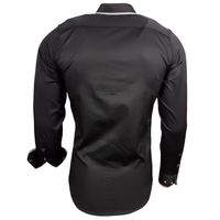 Modern long-sleeved shirt for men, going-out shirt with Mao collar, business shirt 11014 Black