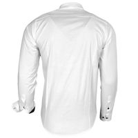 Chemise à manches longues tendance pour homme, chemise d'affaires, chemise décontractée 11015 Blanc/Noir