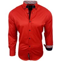 Elegantes Button-Down-Hemd für Herren Business-Shirt Langarm-Hemd 11018 Rot