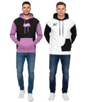 Sudadera con capucha Hollister X Social Tourist para hombre con estampado Social Tourist, jersey de algodón 365-352 en negro/morado o blanco/negro