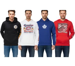 Sudadera con capucha Hollister X NHL para hombre con estampado del logotipo del equipo, jersey de algodón 322-221-1606 Pittsburgh Penguins (negro), Montreal Canadiens (blanco), Toronto Mapple Leafs (azul) o Detroit Red Wings (rojo).