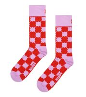 1 par de calcetines Happy Socks Wobbly Check para mujer con estampado de cuadros, calcetines de algodón para uso diario P002618 Rojo/Rosa