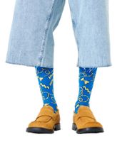 1 par de calcetines Happy Socks Pasta para hombre con estampado de pasta, calcetines de algodón, calcetines para uso diario P001869 Azul/Multicolor