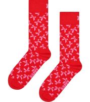 1 par de calcetines Happy Socks Bow para mujer con estampado de lazo, calcetines de algodón, calcetines para uso diario, P001532 Rojo/Multicolor