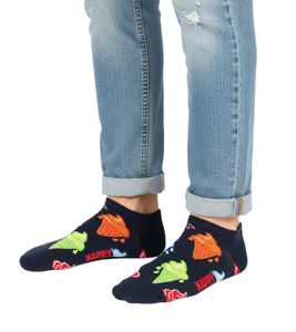 1 par de calcetines deportivos Happy Socks Ice Cream Low para hombre con estampado integral de helados, calcetines de , calcetines para uso diario P000956, negro/multicolor