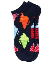 1 par de calcetines deportivos Happy Socks Ice Cream Low para hombre con estampado integral de helados, calcetines de , calcetines para uso diario P000956, negro/multicolor