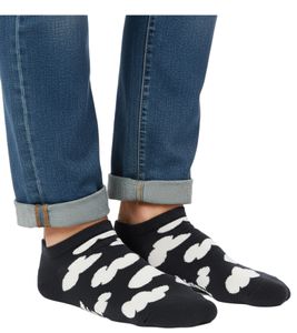 1 par de calcetines deportivos Happy Socks Cloudy Low para hombre con estampado de nubes, calcetines de algodón, calcetines para uso diario P001542, negro/blanco