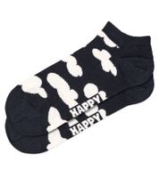 1 par de calcetines deportivos Happy Socks Cloudy Low para hombre con estampado de nubes, calcetines de algodón, calcetines para uso diario P001542, negro/blanco