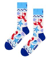 1 Pair of Happy Socks Seafood Unisex Socks with All-Over Seafood Print, Cotton Socks, Everyday Socks, P002572 Ecru-White/Multicolor