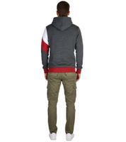 Sudadera deportiva con capucha y bloques de color para hombre, 4727 Gris Oscuro/Blanco/Rojo