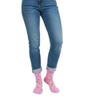 1 par de calcetines Happy Socks Happy Palm para mujer con estampado de palmeras, calcetines de algodón, calcetines para uso diario P002604 rosa/multicolor