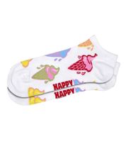 2 Pairs of Happy Socks Ice & Stripe Women's Sneaker Socks with All-Over Ice Cream Print and Stripe Pattern, Low-Cut Socks, Everyday Socks P000969 White/Multicolor