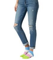 2 Pairs of Happy Socks Ice & Stripe Women's Sneaker Socks with All-Over Ice Cream Print and Stripe Pattern, Low-Cut Socks, Everyday Socks P000969 White/Multicolor