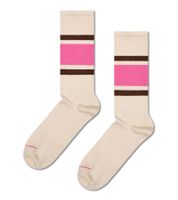 1 Pair of Happy Socks Simple Stripe Women's Socks with Striped Print, Cotton Socks, Everyday Socks P001608 Beige/Pink/Brown