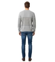 Elegante maglione a righe da uomo ESPRIT, girocollo, pullover in cotone, disponibile nei colori grigio/grigio scuro, beige/bordeaux o grigio/verde