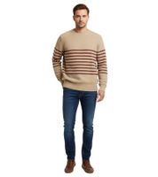 Elegante maglione a righe da uomo ESPRIT, girocollo, pullover in cotone, disponibile nei colori grigio/grigio scuro, beige/bordeaux o grigio/verde