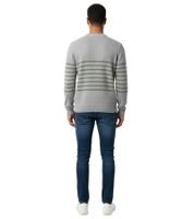 Elegante maglione a righe da uomo ESPRIT, girocollo, pullover in cotone, disponibile nei colori grigio/grigio scuro, beige/bordeaux o grigio/verde