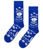 1 Pair of Happy Socks Smooth Sail Men's Socks with Nautical All-Over Print, Cotton Socks, Everyday Socks, P002595 Blue/White