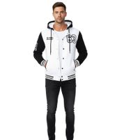 Sweat à capuche décontracté pour homme, style universitaire, réf. 6876-1, modèle 1, blanc/noir