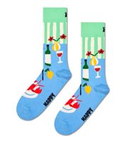 1 Pair of Happy Socks Dinner Men's Socks with Mediterranean All-Over Print, Cotton Socks, Everyday Socks, P002571, Blue/Green/White