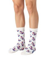 1 Pair of Happy Socks Happy Anchor Women's Socks with All-Over Anchor Print, Cotton Socks, Everyday Socks P002598 White/Blue