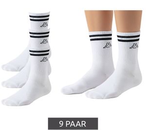 9 Pairs of Kappa Tennis Socks, Cotton Socks with Brand Print, Everyday Socks 371E7JW A00 White
