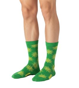 1 Pair of Happy Socks Sun Men's Socks with Sun All-Over Print, Cotton Socks, Everyday Socks, P002607 Green/Yellow