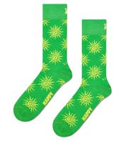 1 Pair of Happy Socks Sun Men's Socks with Sun All-Over Print, Cotton Socks, Everyday Socks, P002607 Green/Yellow