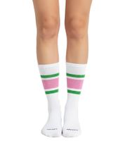 1 Pair of Happy Socks Simple Stripe Women's Striped Socks, Cotton Socks, Everyday Socks P002536 White/Green/Pink