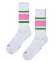 1 Pair of Happy Socks Simple Stripe Women's Striped Socks, Cotton Socks, Everyday Socks P002536 White/Green/Pink