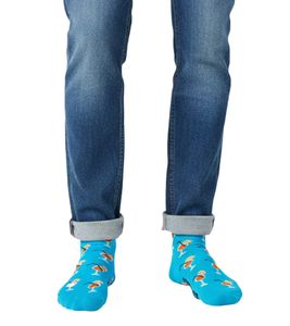 1 Pair of Happy Socks Orange Spritz Men's Sneaker Socks with All-Over Cocktail Print, Cotton Socks, Low-Cut, Everyday Socks P003626 Blue/Multicolor