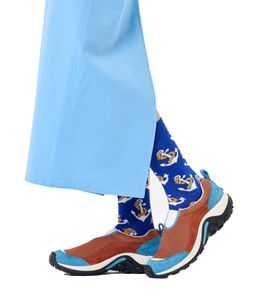 1 paio di calzini Happy Socks Anchor Socks da uomo con motivo ad ancora nautica, in cotone, per tutti i giorni, P002597 Blu/Ecru/Giallo