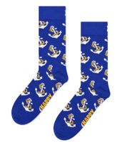 1 paio di calzini Happy Socks Anchor Socks da uomo con motivo ad ancora nautica, in cotone, per tutti i giorni, P002597 Blu/Ecru/Giallo