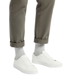 1 Paar Happy Socks Solid Herren Crew-Socken Bio-Baumwoll-Socken mit Schriftzug- und Logo-Print Alltags-Strümpfe P001007 Grau/Rot