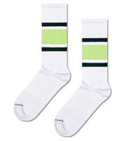1 Paar Happy Socks Simple Stripe Herren Socken mit Streifen Baumwoll-Socken Alltags-Strümpfe P001607 Weiß/Grün